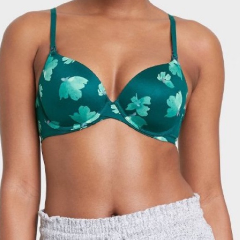{Auden} Women's Nursing Full Coverage T-Shirt Bra Mulitway Teal Butterfly 38DDD